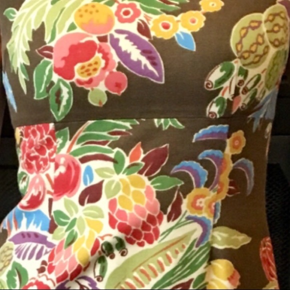 Talbots Sz 6P floral on warm brown dress. Petite - Picture 3 of 6